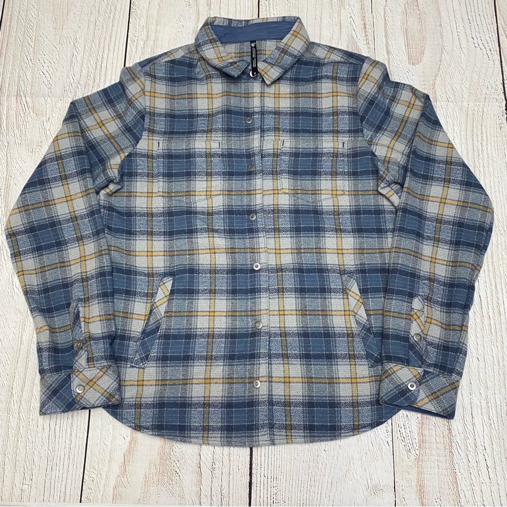 Kuhl Blue and Yellow Plaid Button Down Shirt Medium